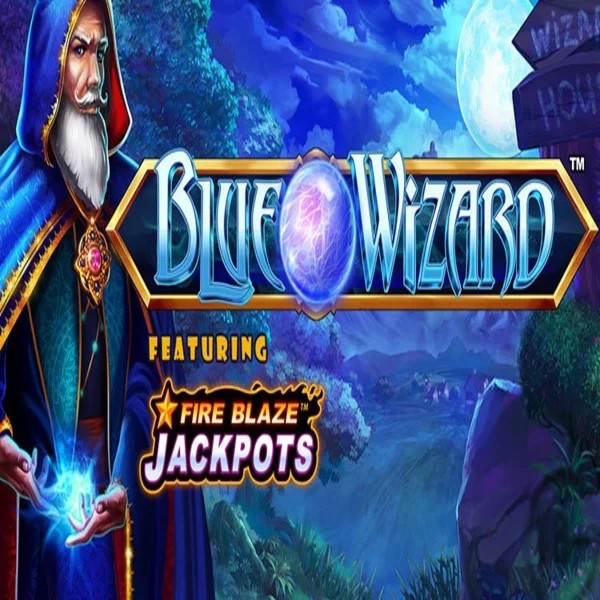 Blue Wizard Fire Blaze Jackpots slot visual from Rarestone Gaming available on quickwin-casino.eu