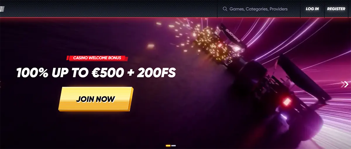 QuickWin casino banner offering 